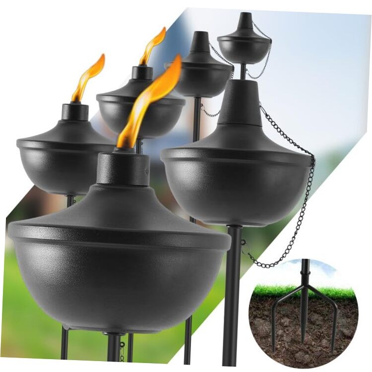 Home Garden Torch Set of 6, Large Capacity 23.5oz Outdoor Metal Torch 6pack