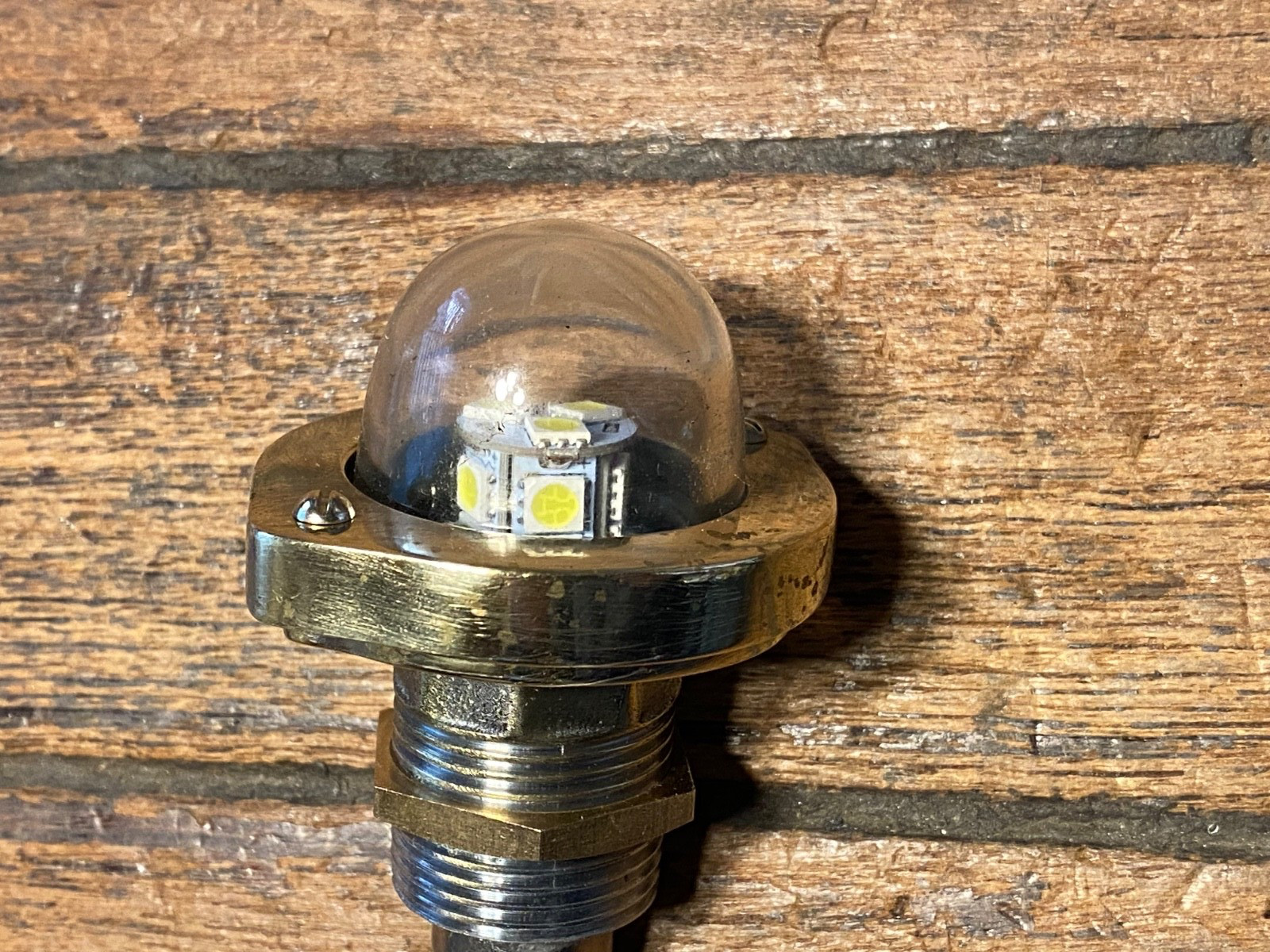 VINTAGE WILCOX CRITTENDEN? BRONZE GLASS 360 DEGREE ANCHOR LIGHT NEW LED/WIRING