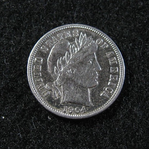 1904 - BARBER DIME - AU - Cleaned