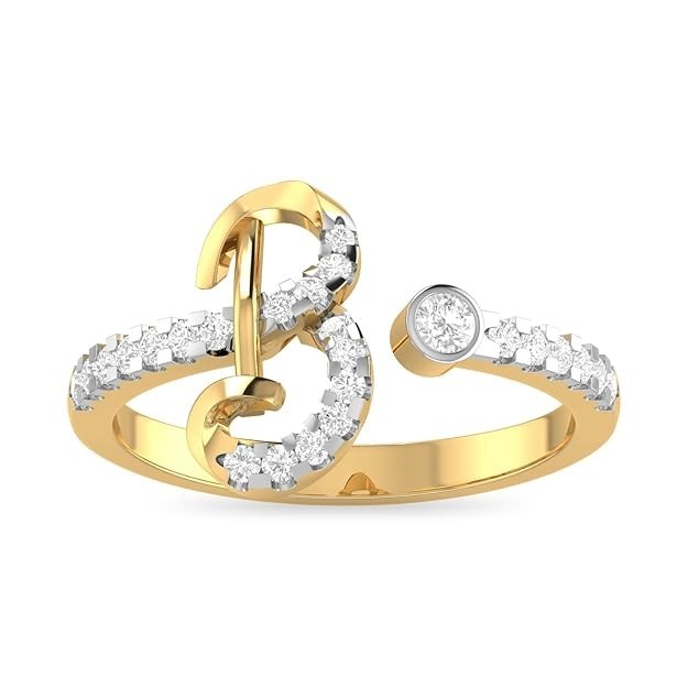 Silver Women initial Letter B Toe Ring 0.15Ct Simulated Diamond 14K Gold Plated