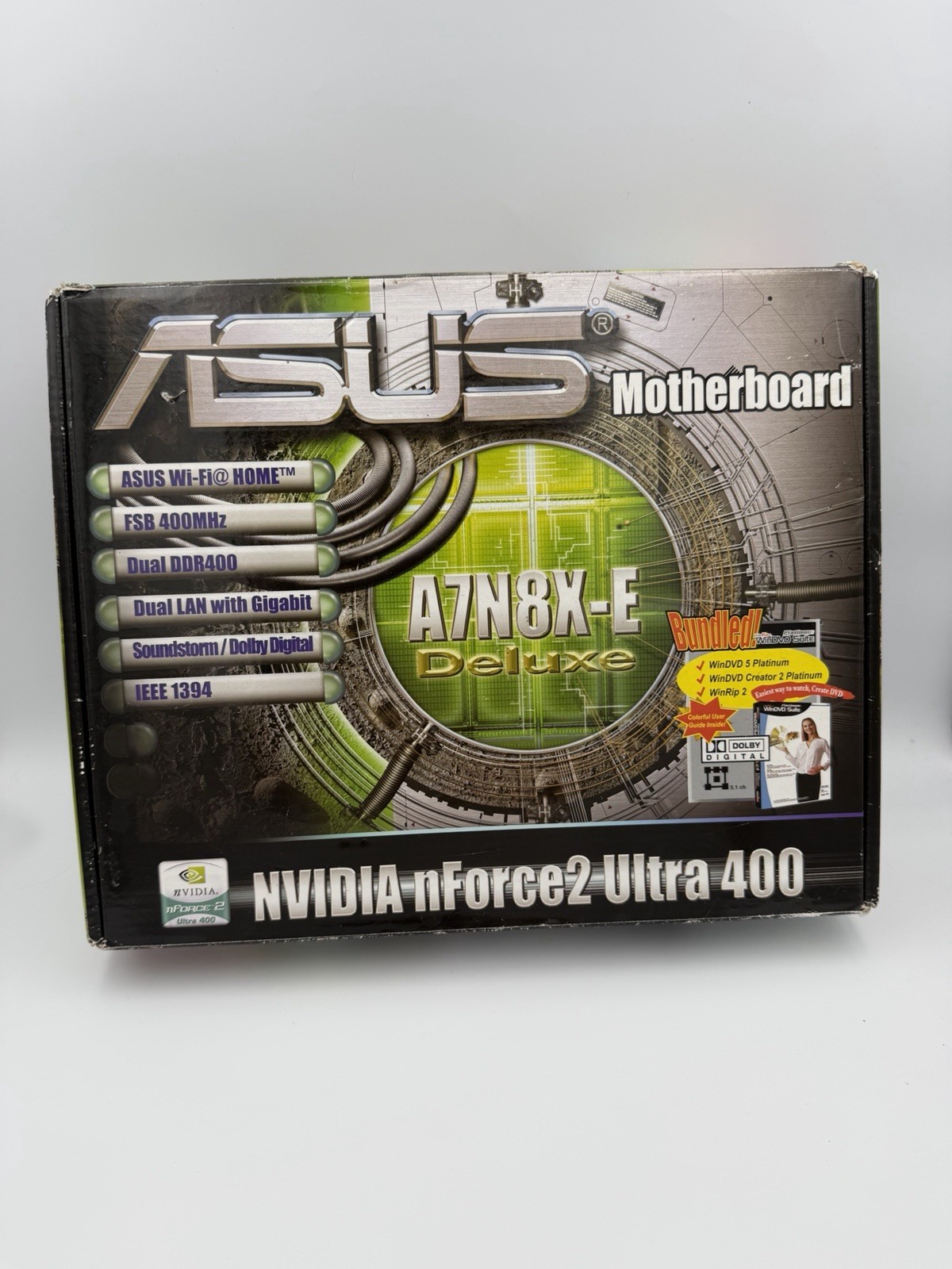 ASUS A7N8X-E Deluxe Socket A Motherboard AMD Athlon XP w/ CPU RAM I/O Shield