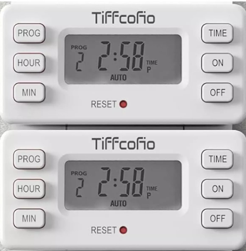 TiFFCOFiO Indoor 15A/1875W Digital Light Programmable Outlet Timer 2 Prong Plug