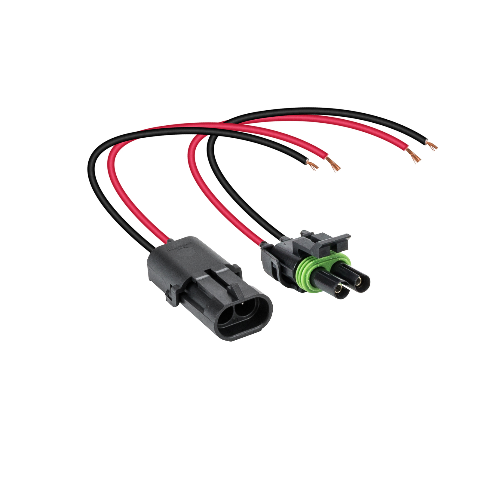 OLS 2-Wire Weather Pack Connector Kit Assembled with 10" 12 AWG Wires