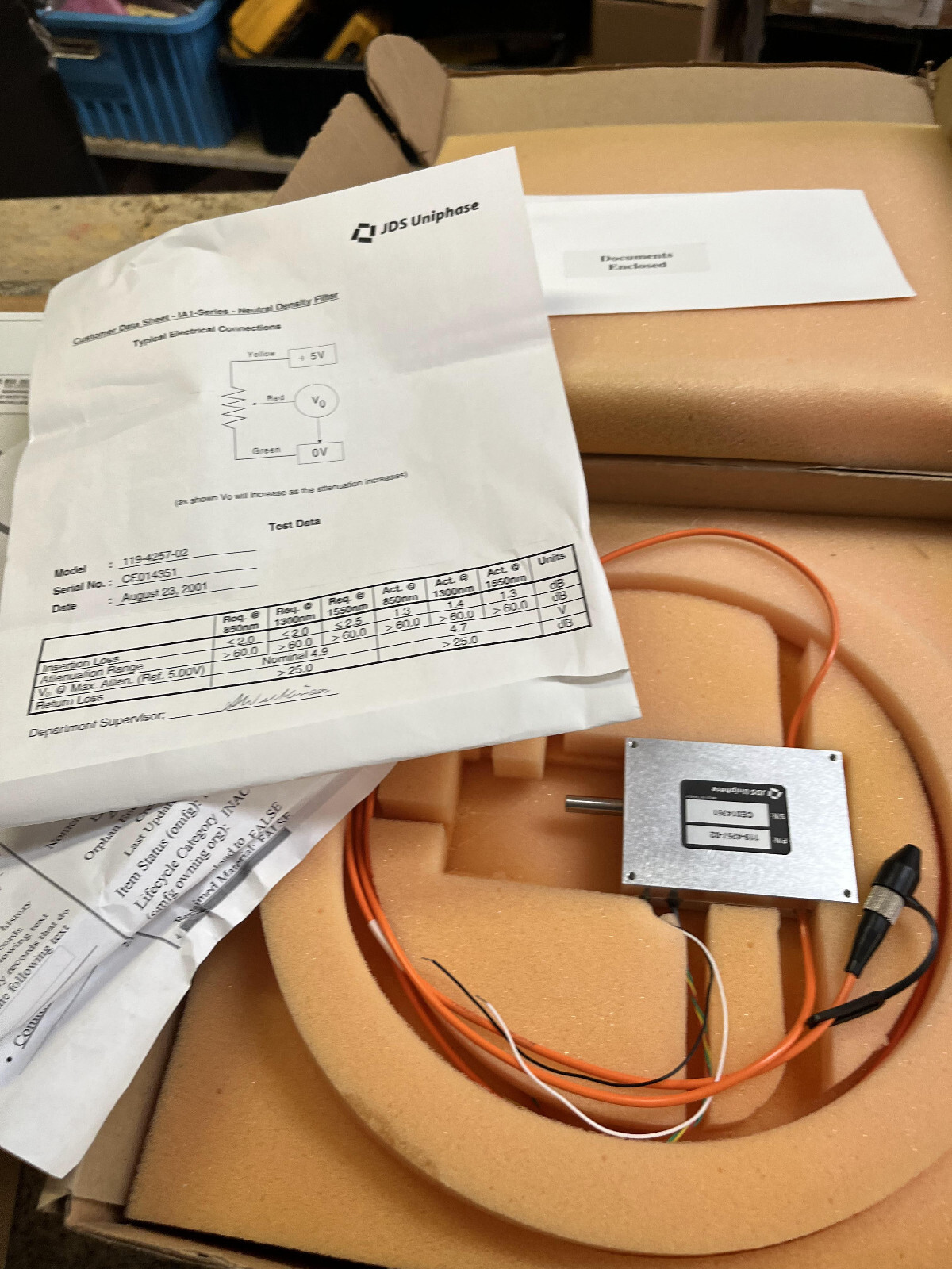4EE JDS Uniphase Fiber Optic MICRON FIBER FCPC 0.60DB tektronix 119-4257-02
