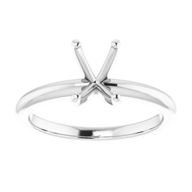 5mm Round 4-Prong Solitaire Semi Mount Engagement Ring Blank 925 Sterling Silver