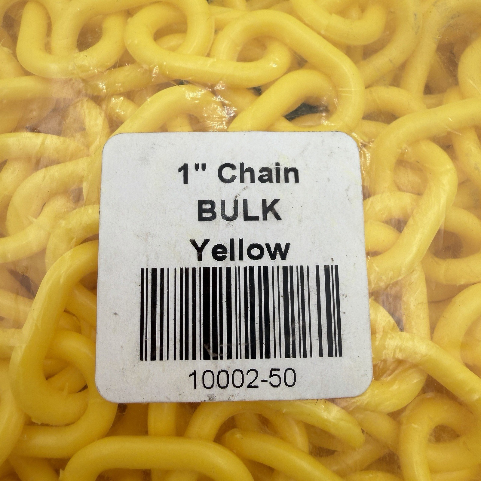 1" x 50 ft Yellow Plastic Chain, Gloss, 10002-50