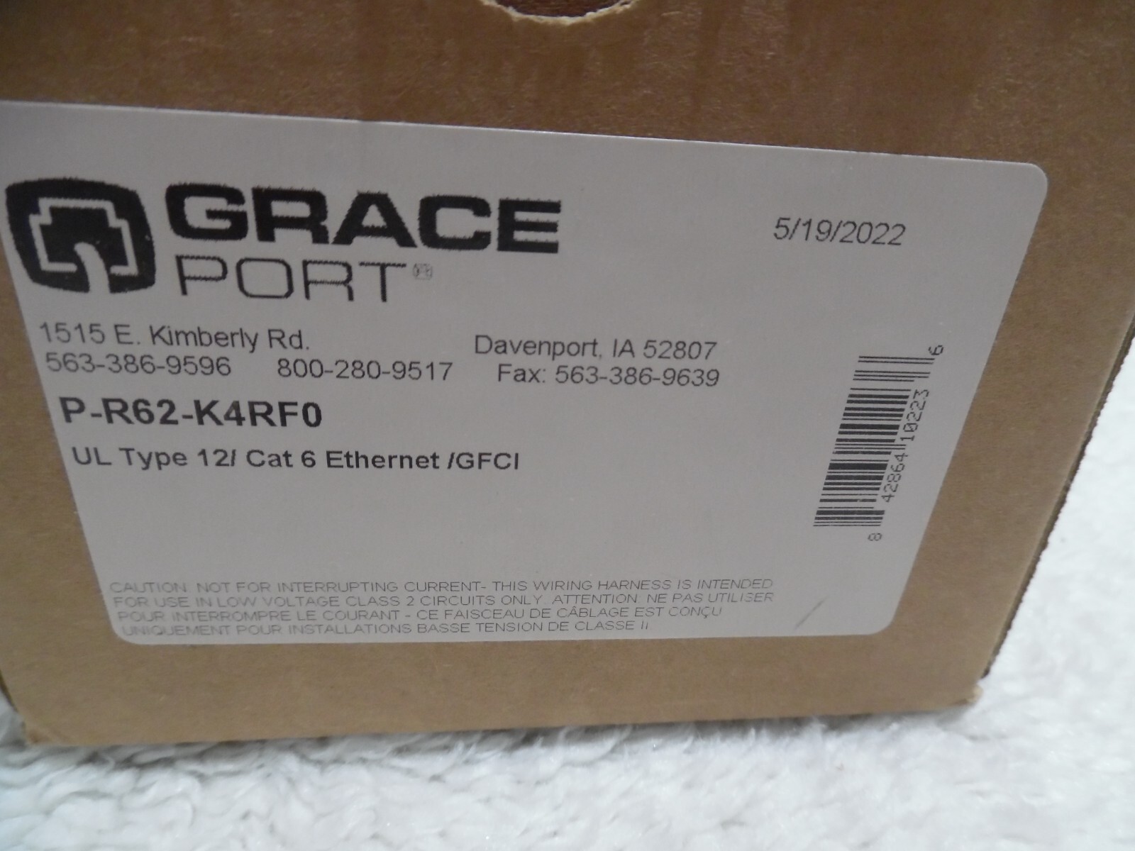 Grace P-R62-K4RF0 Panel Interface Connector Category 6 Ethernet GFCI Duplex