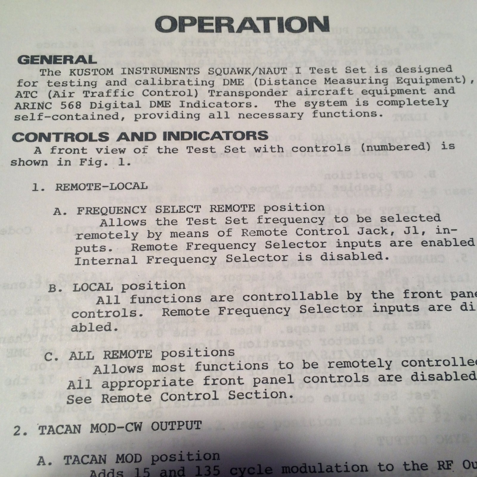 Kustom Squawk/Naut I Transponder DME Test Set Operator Instructions