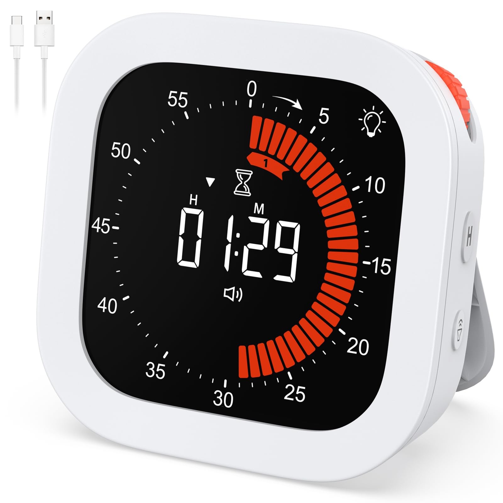 Digital Visual Timer, Rechargeable Countdown Timer with Adjustable Volume & B...