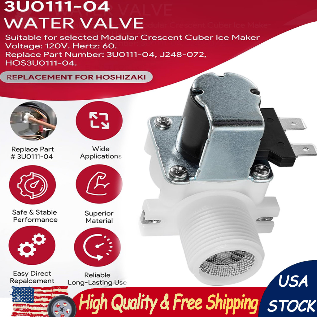 for Hoshizaki 3U0111-04 Water Valve, 120V, 60HZ, J248-072, HOS3U0111-04 B-500PF