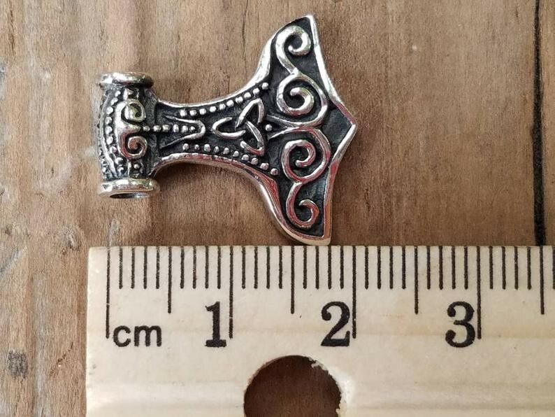 Celtic Thor's Hammer Sterling Silver Charm, Viking Charms