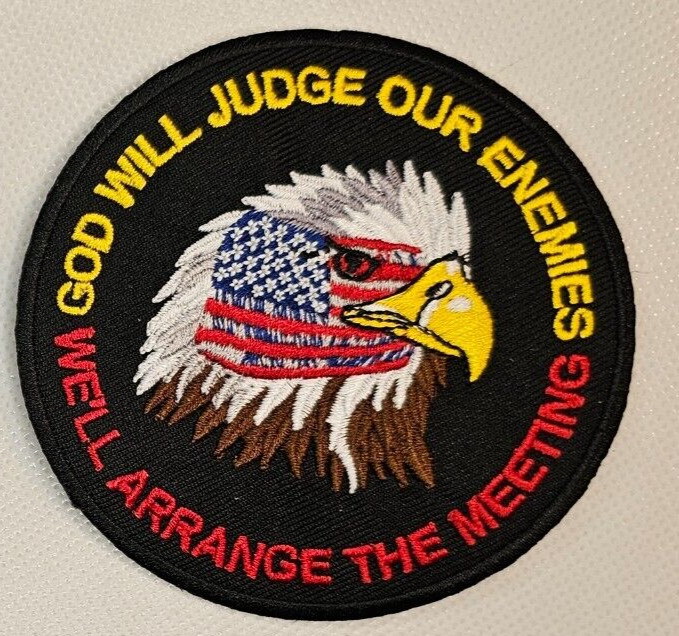 God Will Judge Our Enemies 3.5 Inch Round U.S. Eagle Patch *Made In USA*