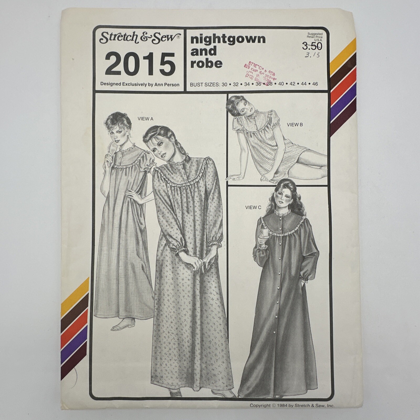1984 Stretch & Sew Womens & Girls Nightgown & Robe Uncut Bust 30-46