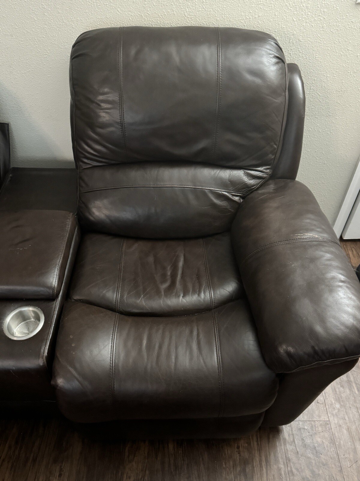 Authentic Leather Couch Recliner Electric With Cup Holders And Storage