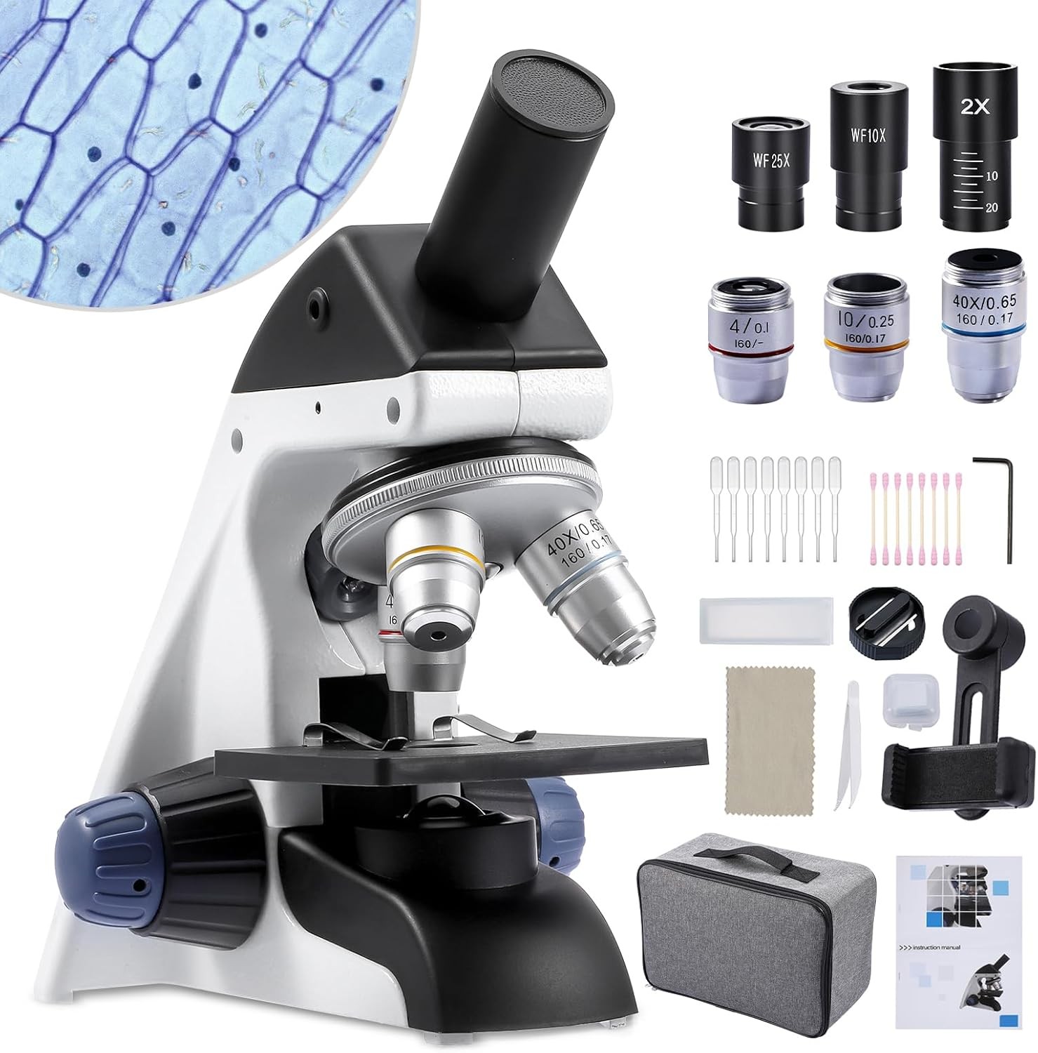NEW Powerful Biological Compound Microscope for Teenage & Adults 40X-2000X