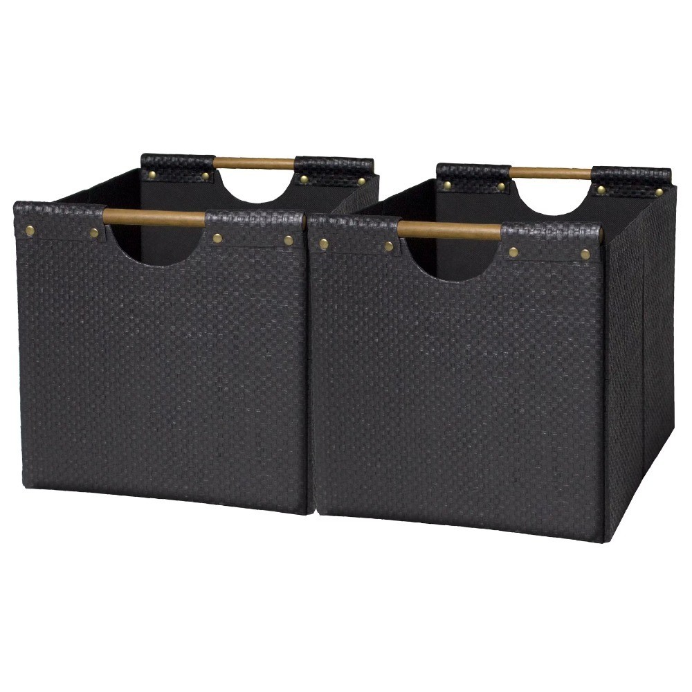 Fabric Cube Storage Bins (12.75" x 12.75"), Black Woven, 2 Pack