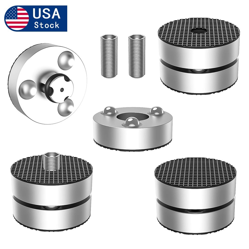 4 Sets Aluminum HiFi Speaker Turntable Isolation Stand Feet Base Pad Steel Ball