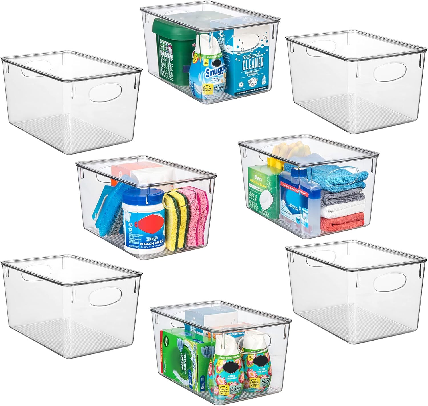 Plastic Storage Boxes with Lids - Perfect for Sideboard Organization - 8-Pack