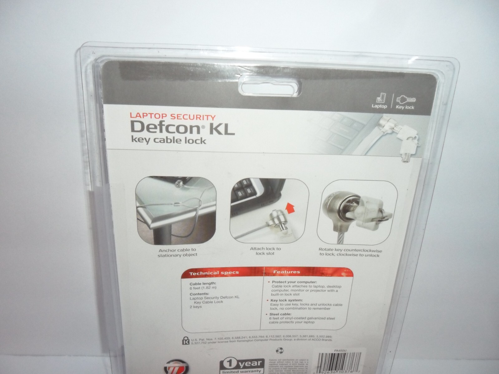Targus DEFCON KL Key Cable Lock 6 Feet Notebook Laptop Security