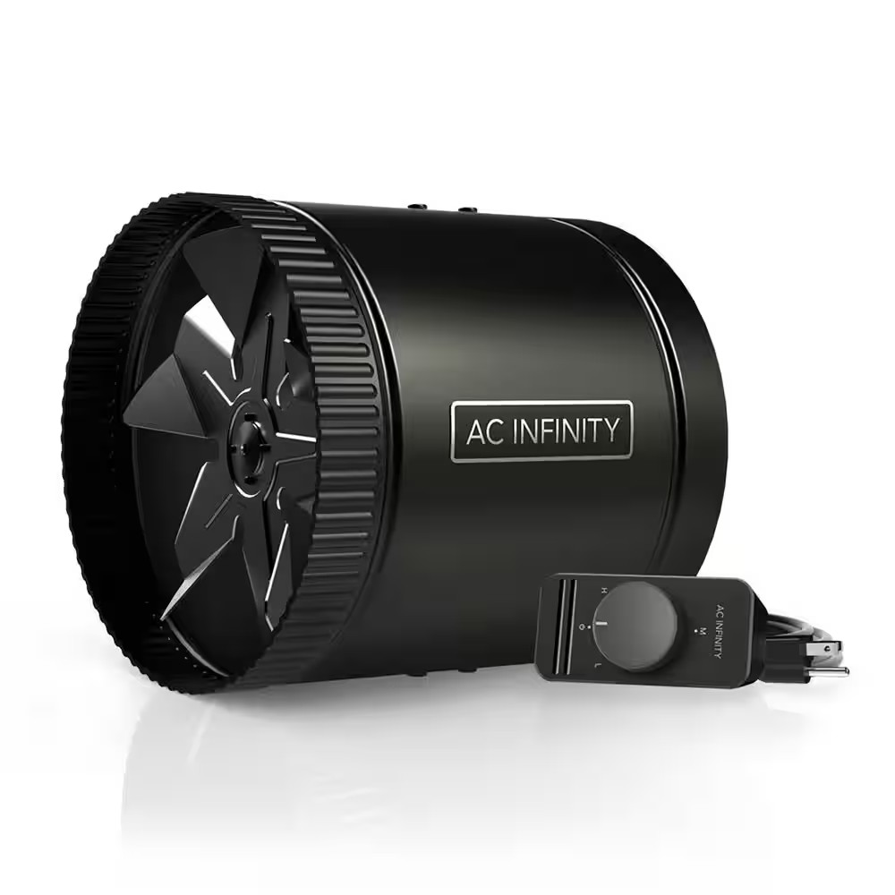 RAXIAL S8 Quiet 8 In. In-Line Duct Fan with Speed Controller HVAC Blower Can Fan