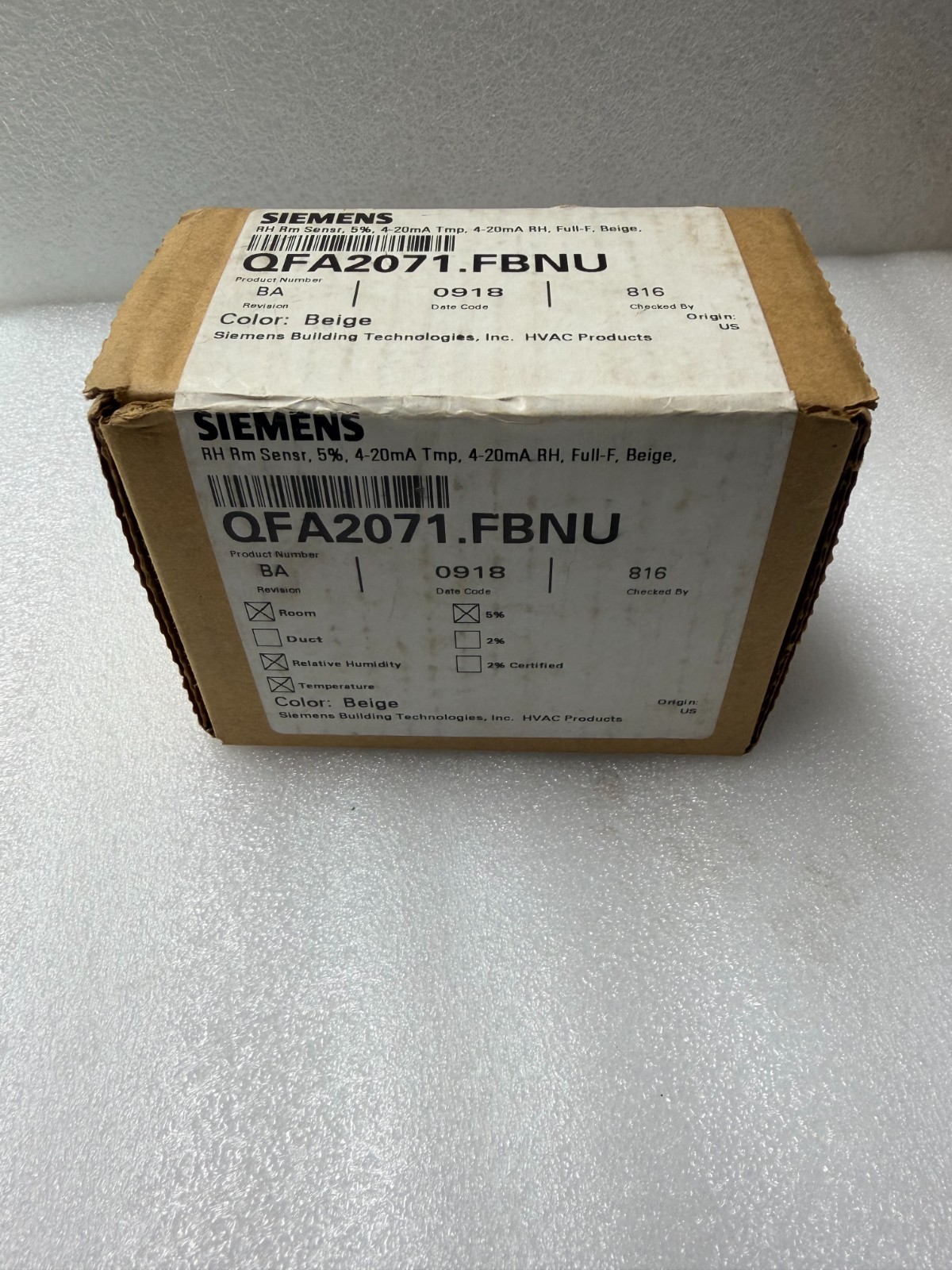 New Siemens QFA2071.FBNU Room Temperature Humidity Sensor HVAC Control NIB