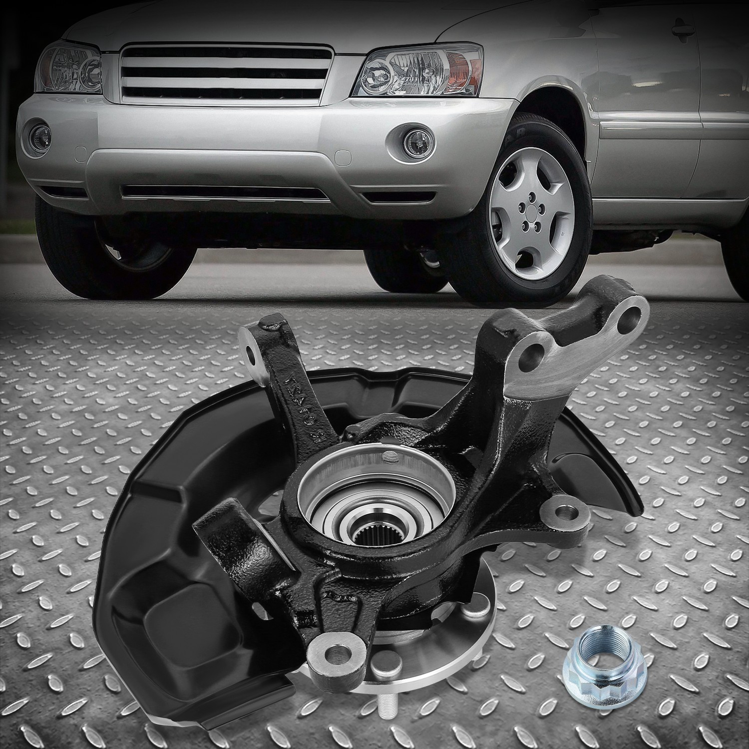 Front Left LH Side Steering Knuckle & Wheel Hub Bearing for 04-07 Highlander FWD