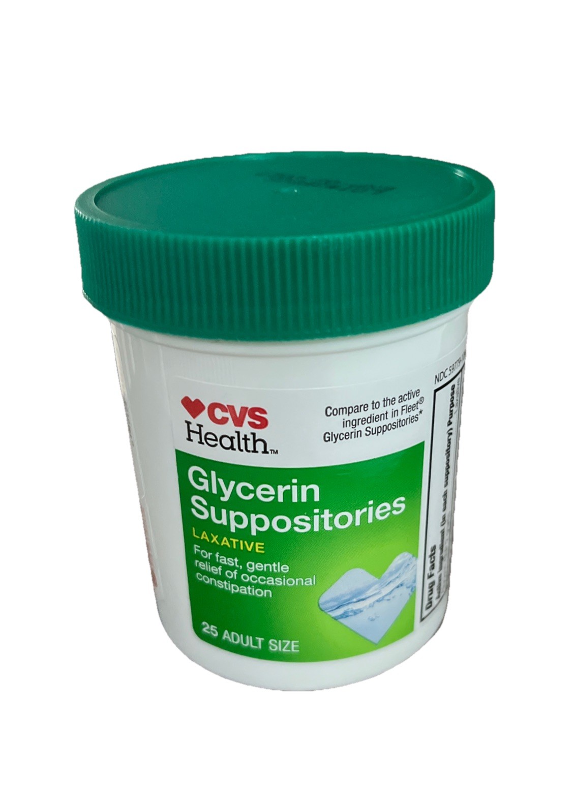 CVS Health Glycerin Suppositories Laxative - 25 Adult Size -  NEW