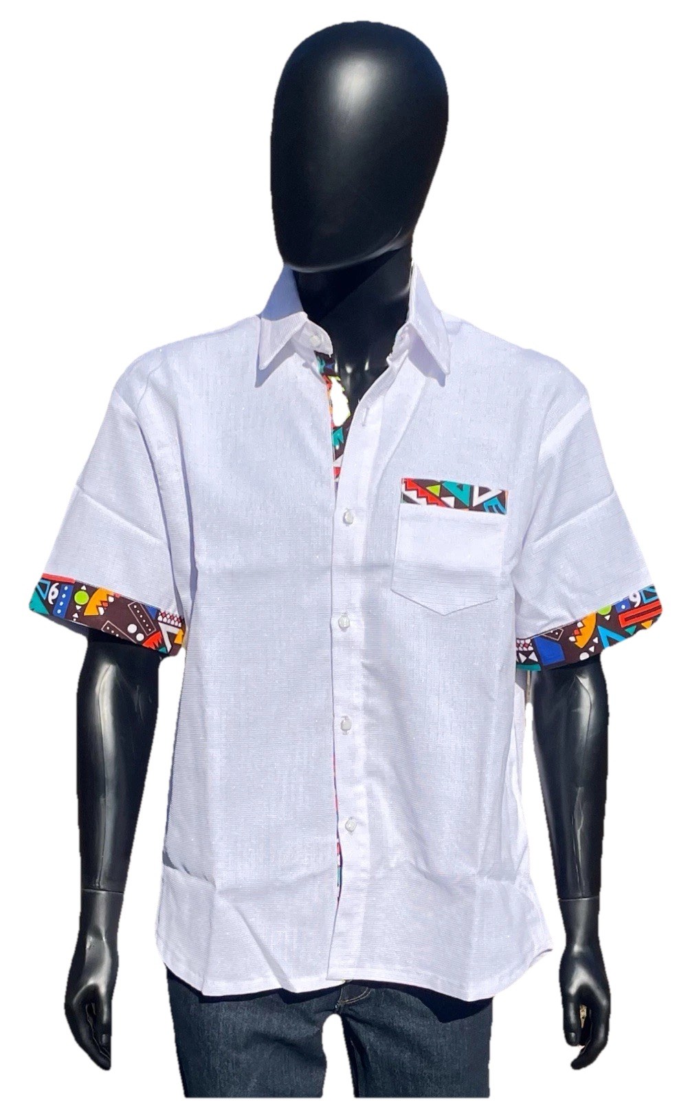 New! Shirt Tailored In Ghana Africa Mens - XL - White Collared - Dress - Casual