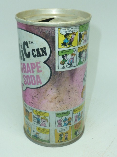 Empty Top Opened 12oz Comic Can Grape Soda Tab-Top