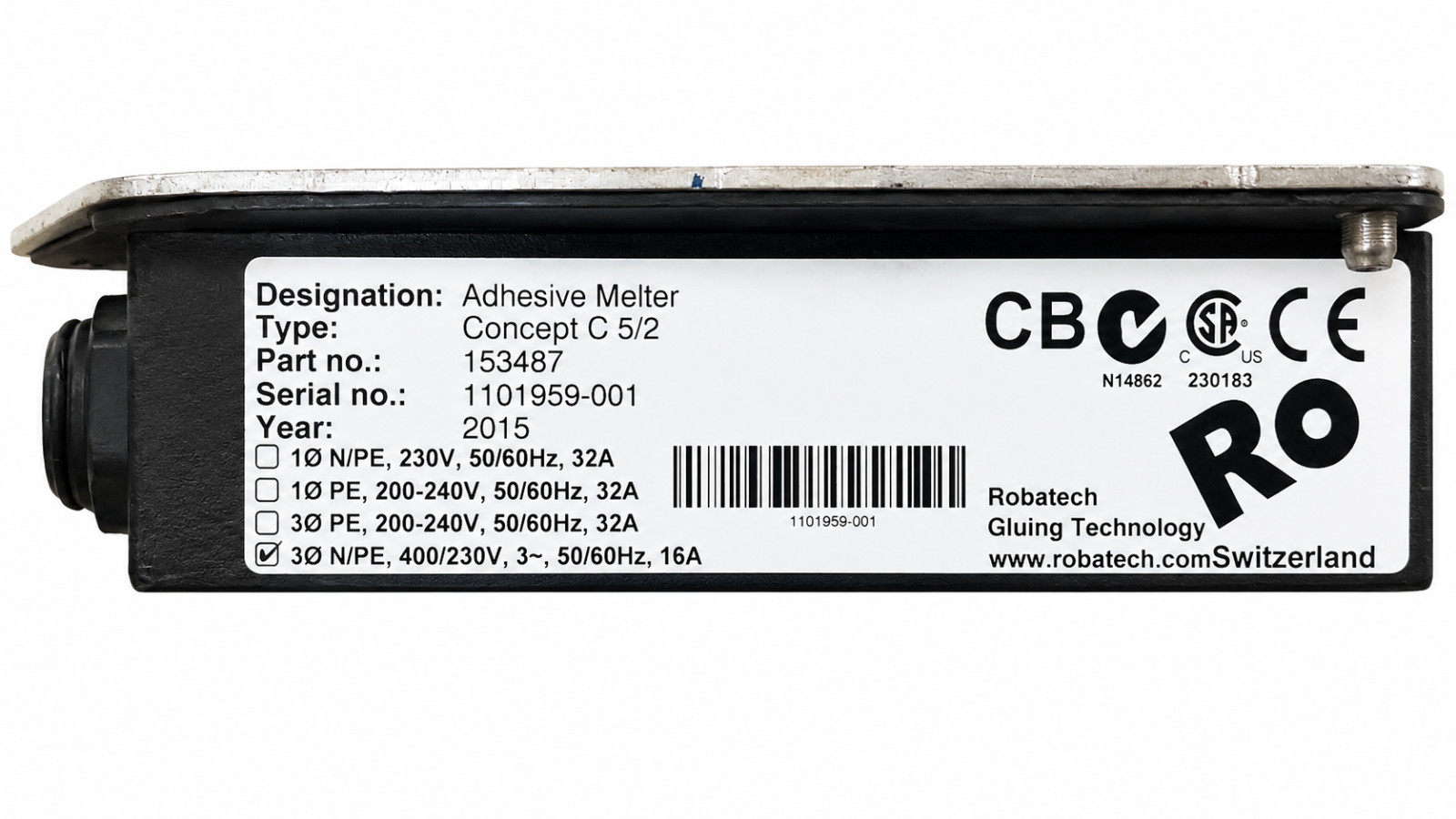 Robatech Concept C 5/2 Adhesive Melter Glue Unit 153487 2015 - Incomplete
