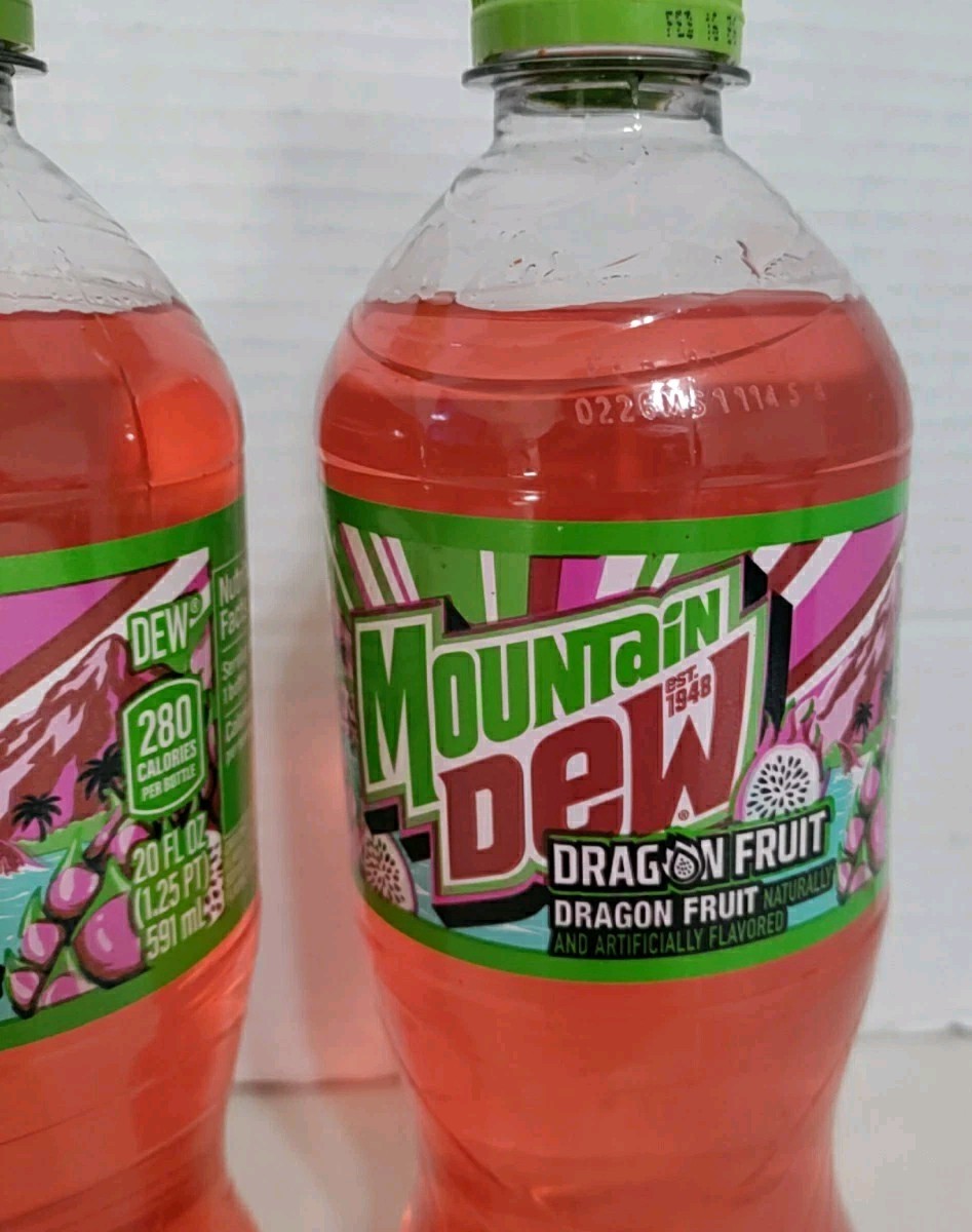 2026 Mountain Dew Dragon Fruit (2) 20 oz. Bottles Mtn Dew