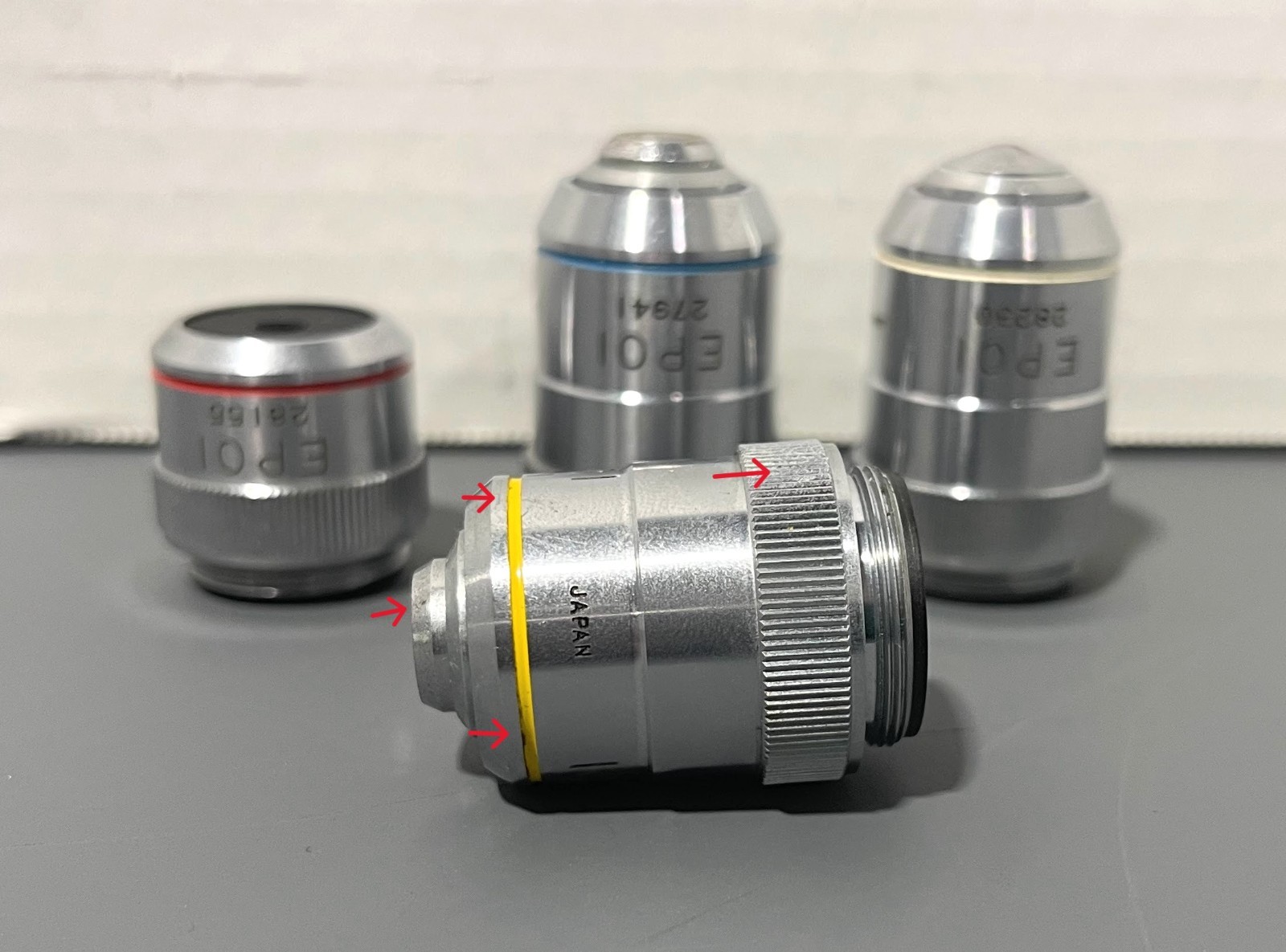 Mixed Lot of EPOI 4/0.13 10/0.25 40/0.65 OiL 100/1.25 Microscope Objectives