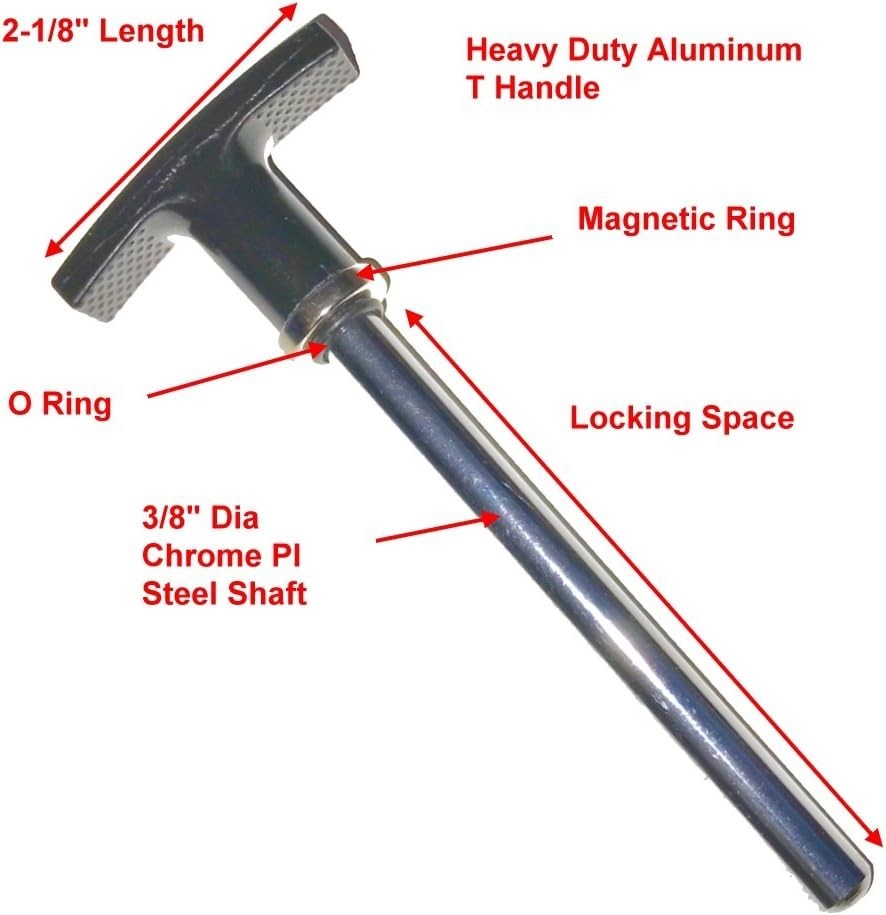 Magnetic Pin Tensile 3/8" Dia Locking Space Deluxe Aluminium T-Knob Universal