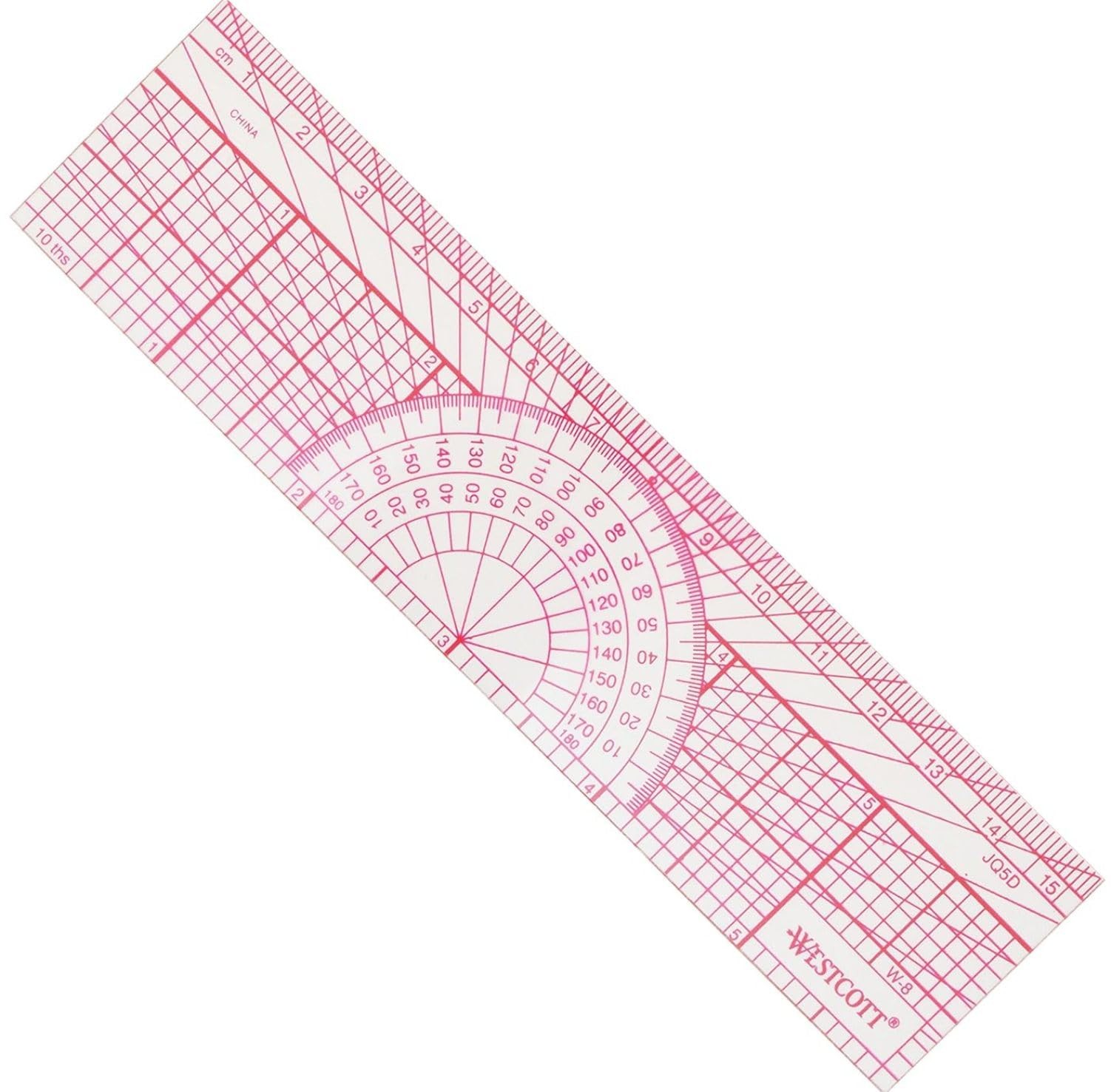Engineers' Protractor Ruler, Dual-Scales Cm and Tenths-Inch, Back-to-School, ...