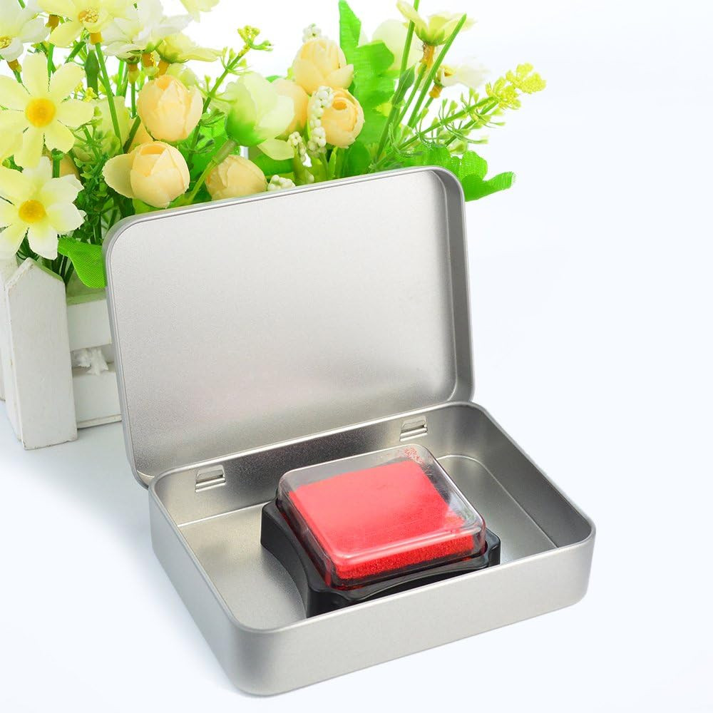 12pcs Metal Rectangular Empty Hinged Tins Box Containers 4.5x3.3x0.9 in, Mini Po