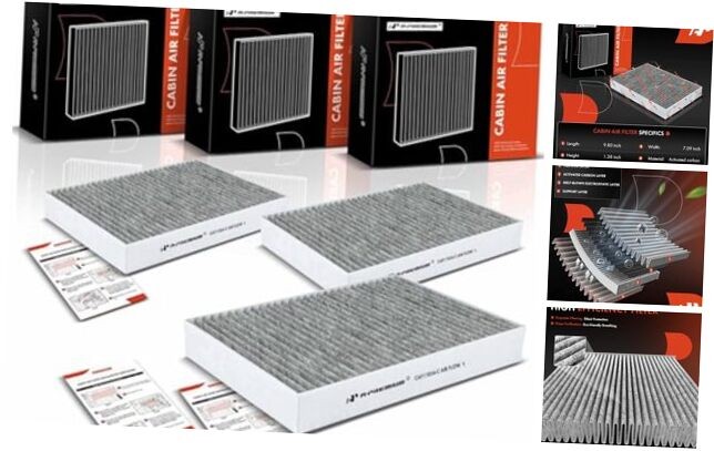 3-PC Cabin Air Filter with Activated Carbon Compatible with Nissan Vehicles -