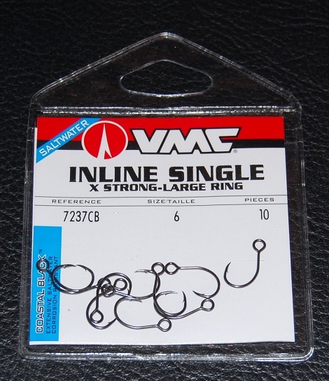 VMC 7237 Inline Single Hooks Size 6 Coastal Black Pack of 10 7237CB-06