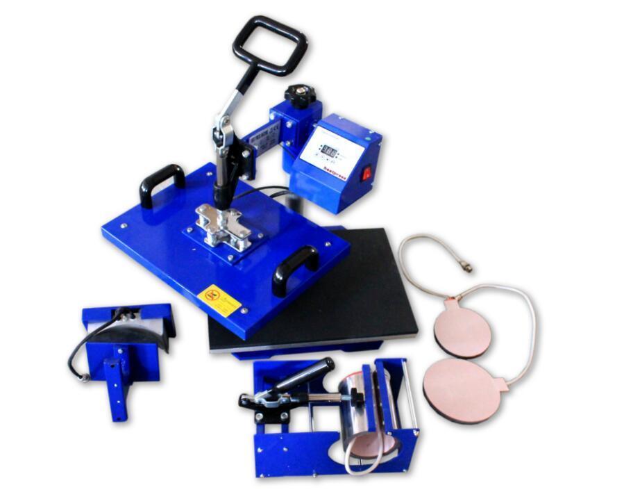 110V 5in1 Multifunctional Sublimation Heat Press Transfer Machine Mug Plate Cap