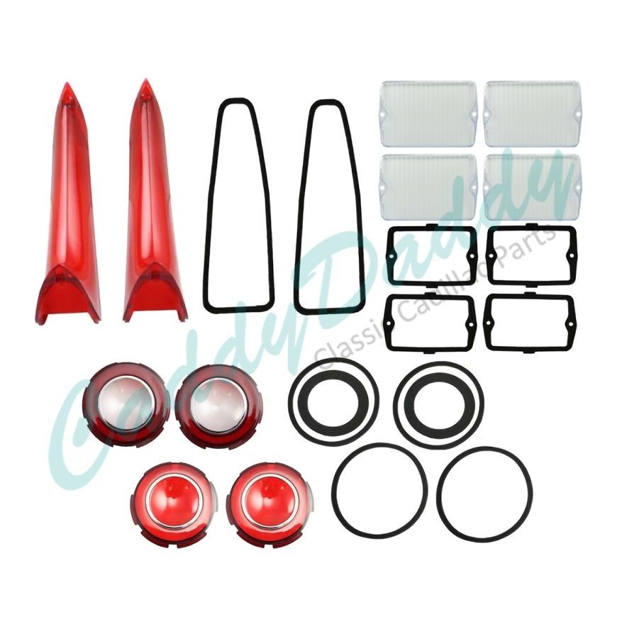 1960 Cadillac (W/Fog Light Lenses) Exterior Lenses and Gaskets Set (22 Pieces)