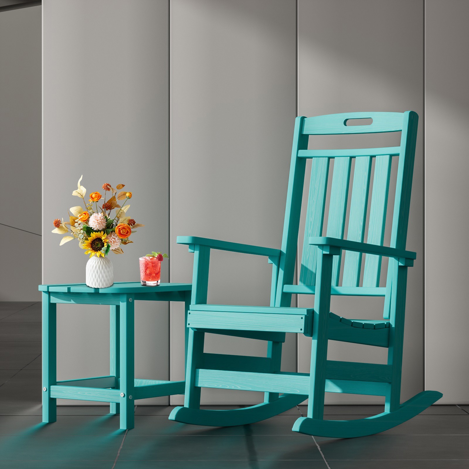 HDPE Rocking Chair Outdoor Porch Rocker High Back Weatherproof