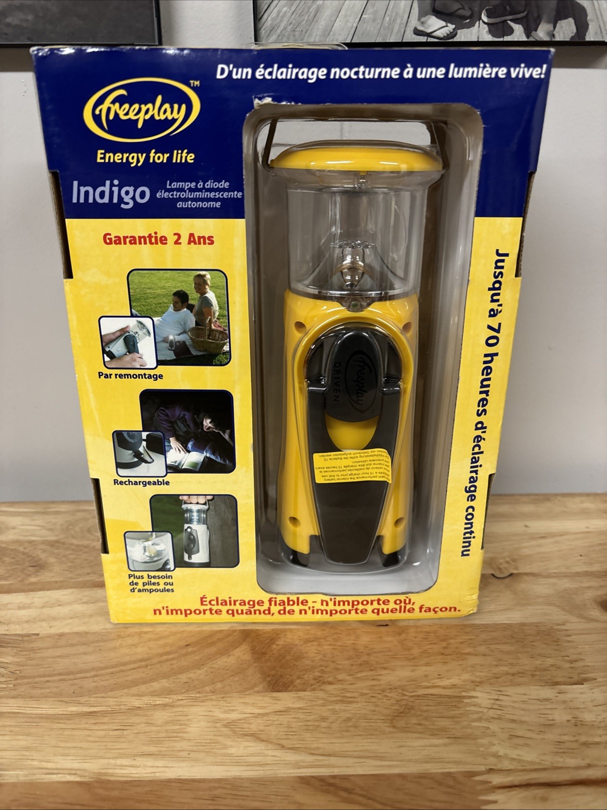 Freeplay Indigo Self Sufficient LED Lantern Wind Up & Rechargeable NOS