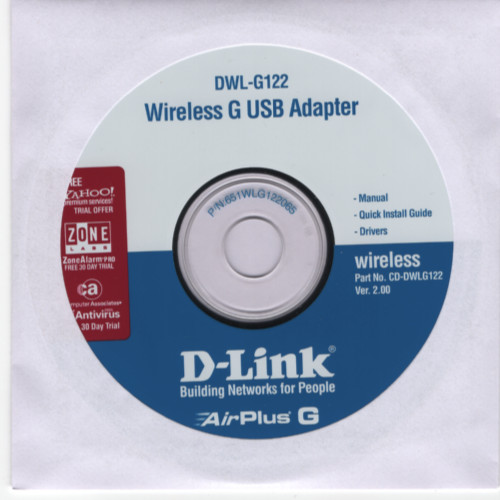 D-Link DWL-G122 AirPlus Wireless G USB Adapter Driver Software CD-ROM (2005)