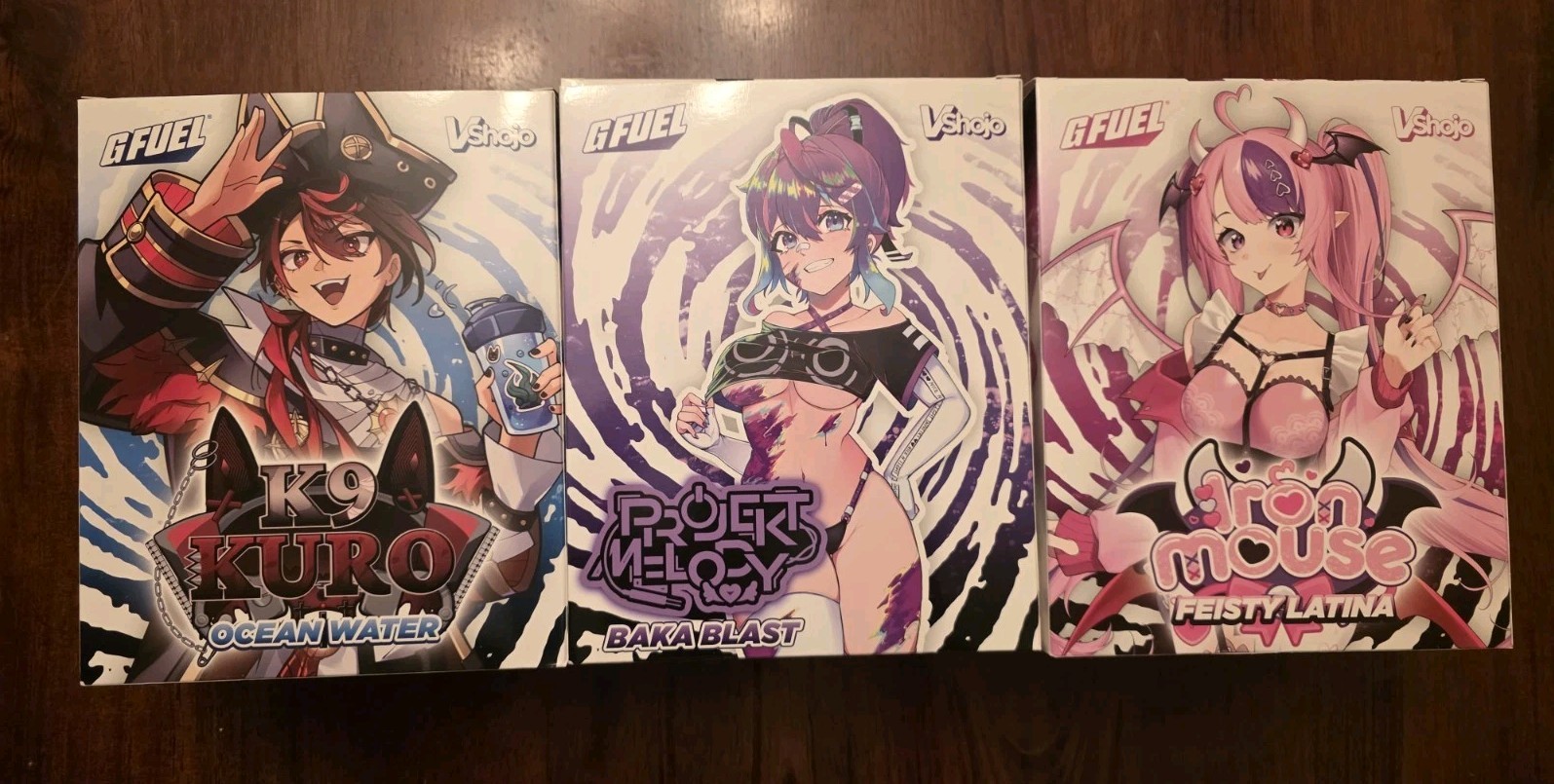 G Fuel VShojo Ironmouse K9 Kuro Projekt Melody Collector's Box Tub Shaker Cup