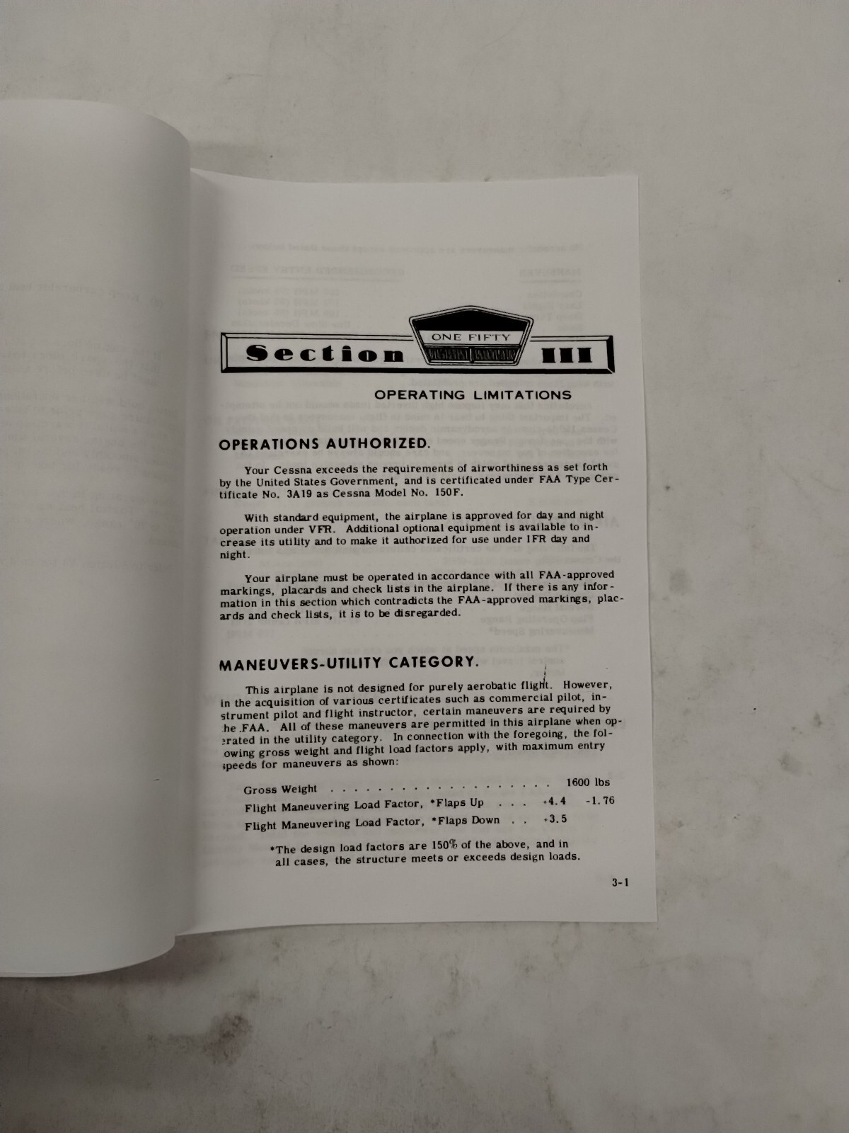 Cessna 1966 Model 150F Owner's Manual-Reproduction.