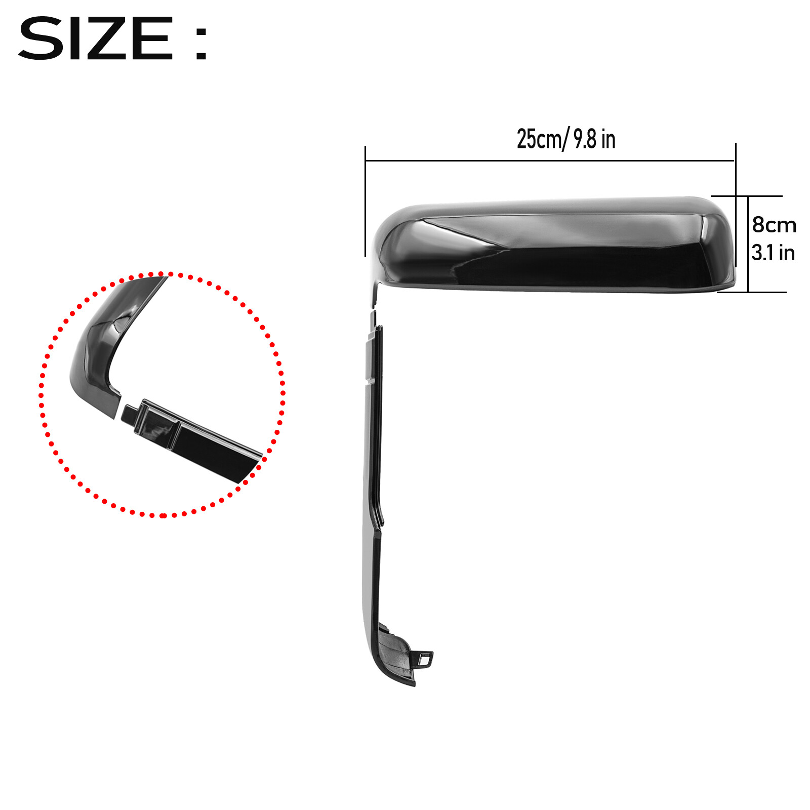 Gloss Black Tow Side Mirror Cover Cap For GMC Sierra 2500HD 3500HD 2020-2024