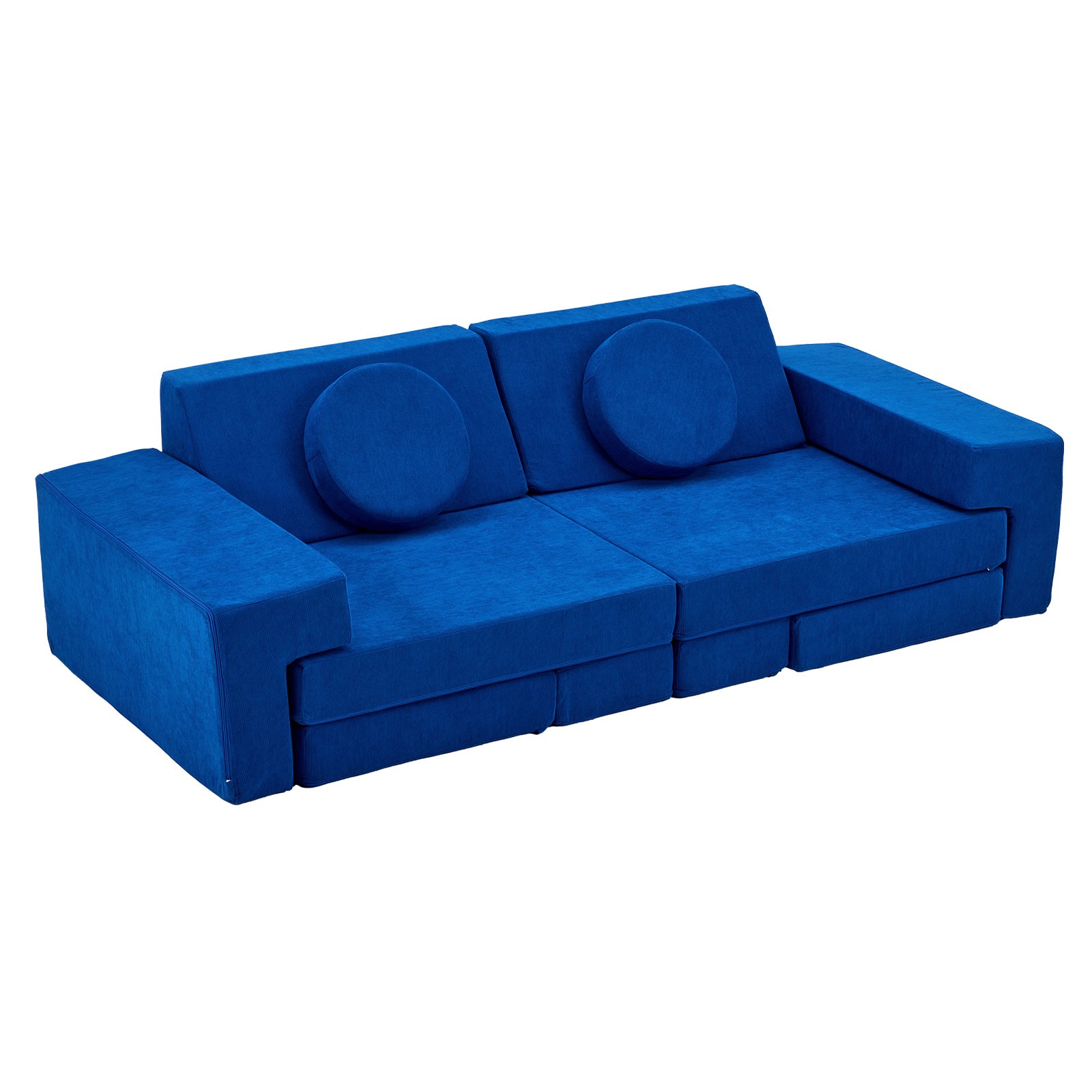 14-Piece Modular Kids Sofa, Blue Corduroy All-Sponge, Free Combination Design