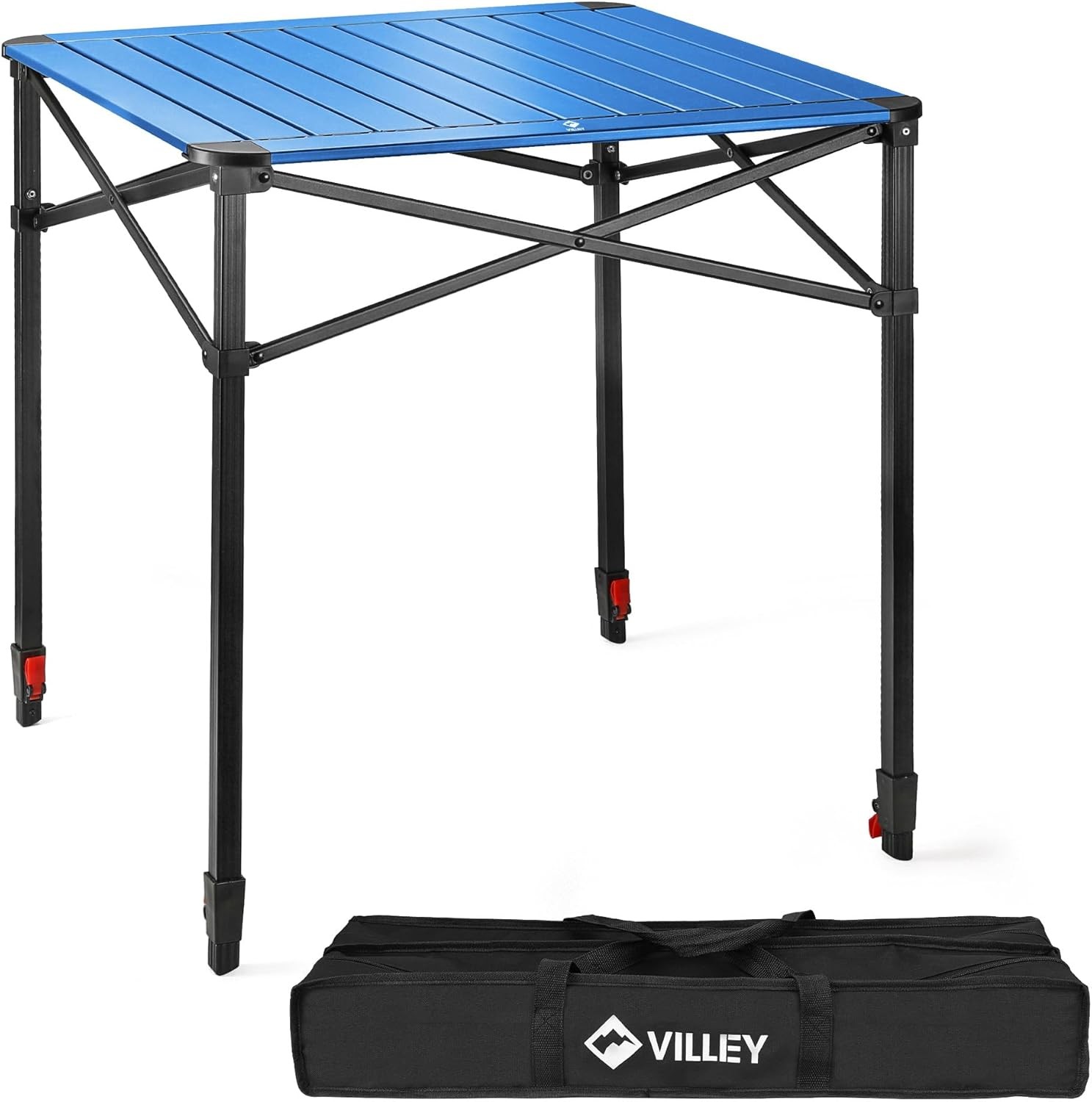 Folding Camping Square Table W/ Carry Bag Lightweight Aluminum Adjustable Square