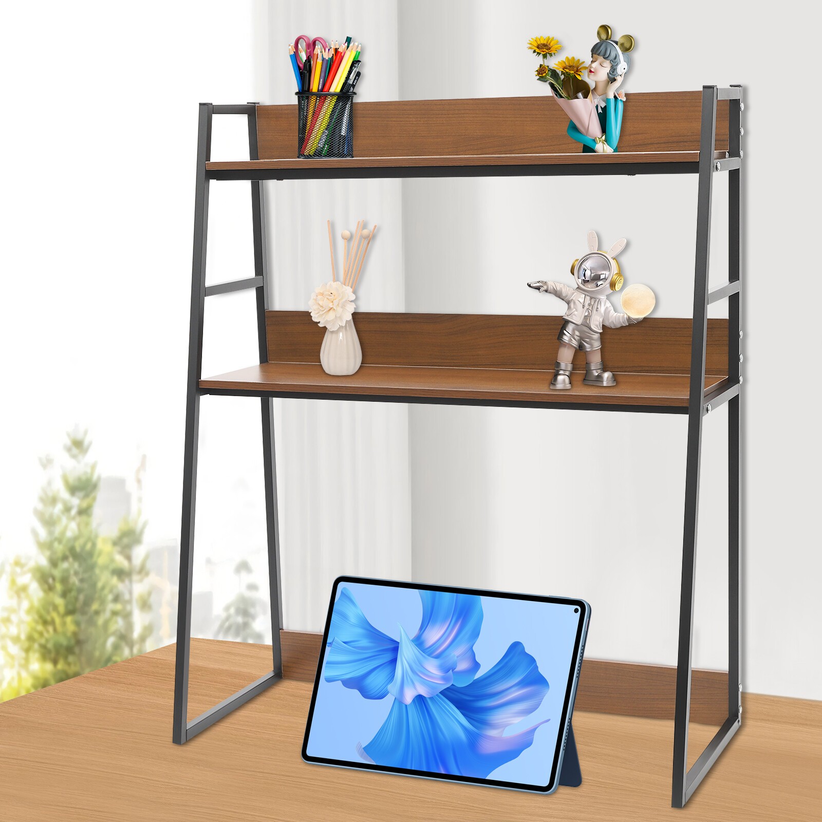 3-Tier Desktop Bookshelf, Desk Organizer, Office Shelves Dormitory Storage Rack