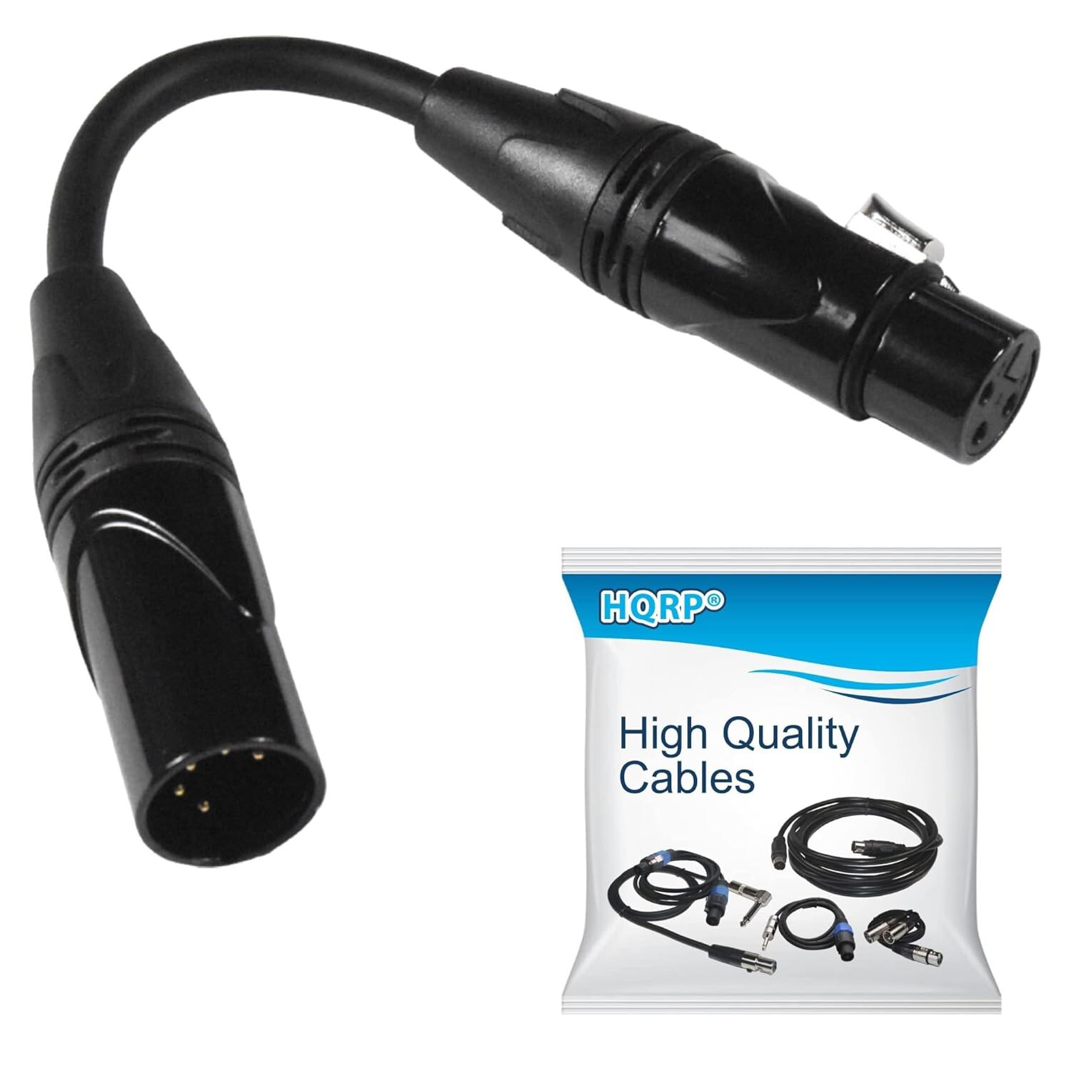 HQRP 3-Pin XLR Female to 5-Pin XLR Male DMX Lighting Cable 6" for Studio Light