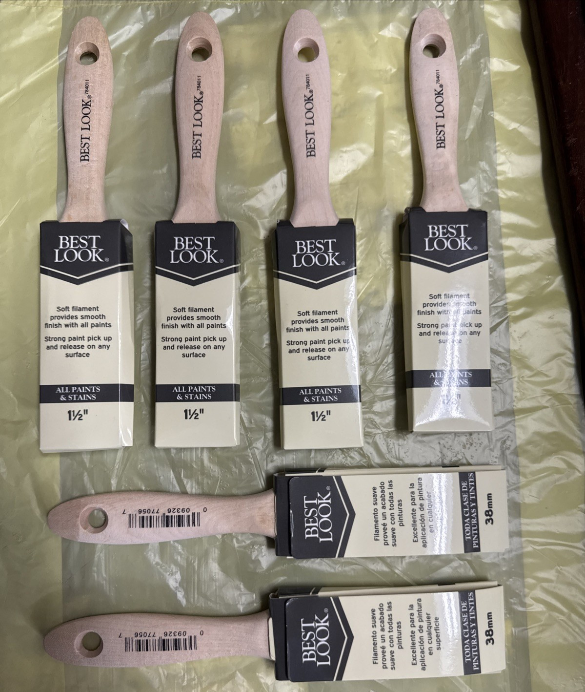 LOT OF 6 Best Look 1.5 In. Flat Polyester Paint Brush 784011 ALL PAINT & STAINS